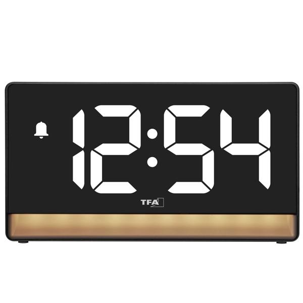 Modern digital alarm clock with mood light: LED light alarm clock with USB charging function, 6 colour gradients, 8 constant colours, dimmable – mains operation & batteries