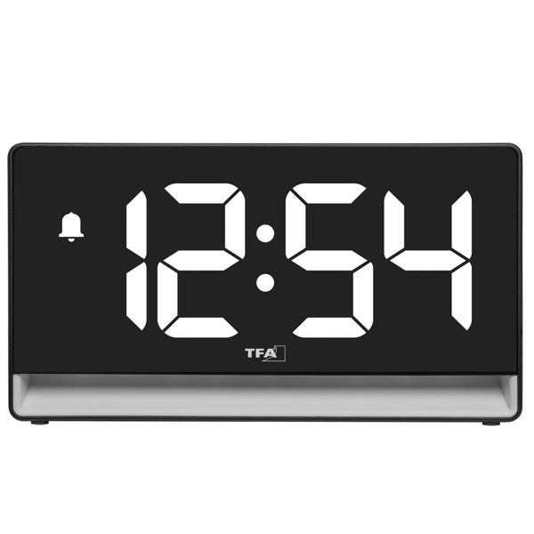 Modern digital alarm clock with mood light: LED light alarm clock with USB charging function, 6 colour gradients, 8 constant colours, dimmable – mains operation & batteries