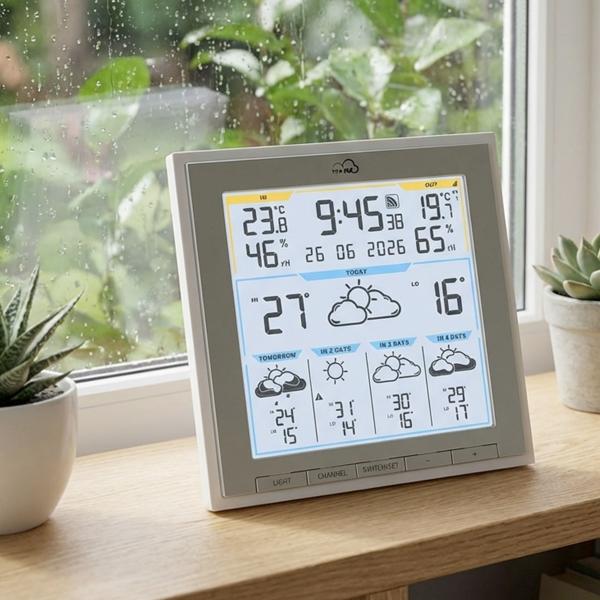 Profi WLAN Funk-Wetterstation mit Wetter.com Vorhersage & TFA.me, Warnfunktion, Uhrzeit & Datum - präzise Aussensensoren, digitales Thermo-Hygrometer