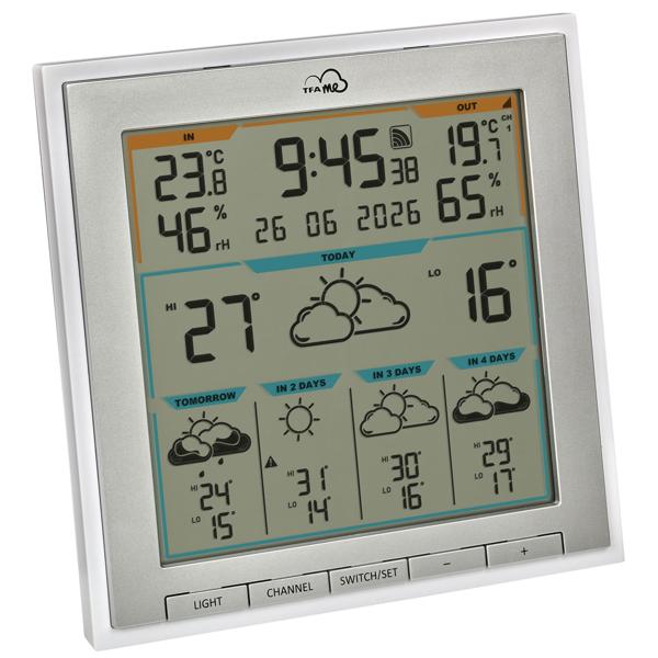 Profi WLAN Funk-Wetterstation mit Wetter.com Vorhersage & TFA.me, Warnfunktion, Uhrzeit & Datum - präzise Aussensensoren, digitales Thermo-Hygrometer