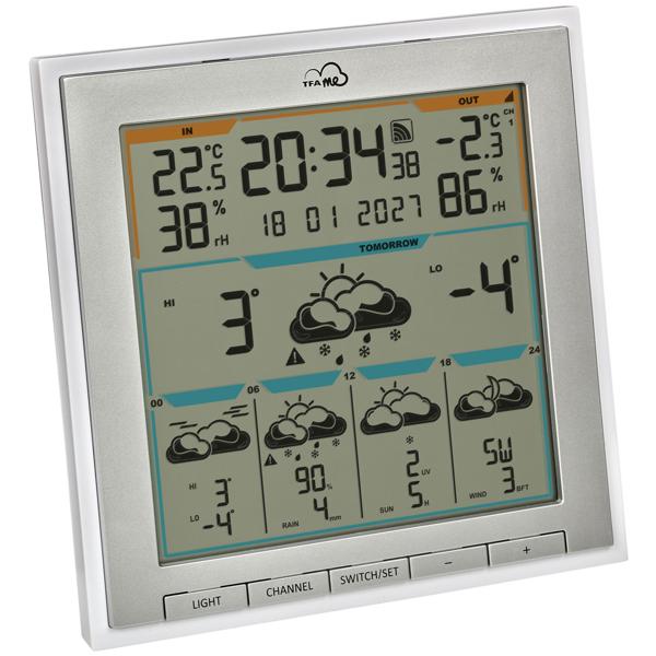 Profi WLAN Funk-Wetterstation mit Wetter.com Vorhersage & TFA.me, Warnfunktion, Uhrzeit & Datum - präzise Aussensensoren, digitales Thermo-Hygrometer
