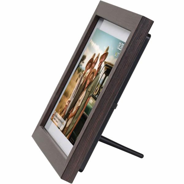 10.1“ Wi‑Fi photo frame dark MDF wood: Brilliant IPS touch display, Frameo app, 16 GB memory – share photos with family & friends