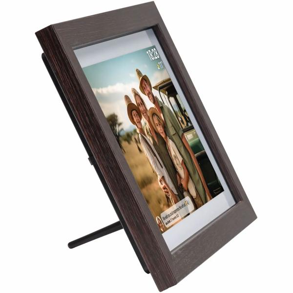 10.1“ Wi‑Fi photo frame dark MDF wood: Brilliant IPS touch display, Frameo app, 16 GB memory – share photos with family & friends