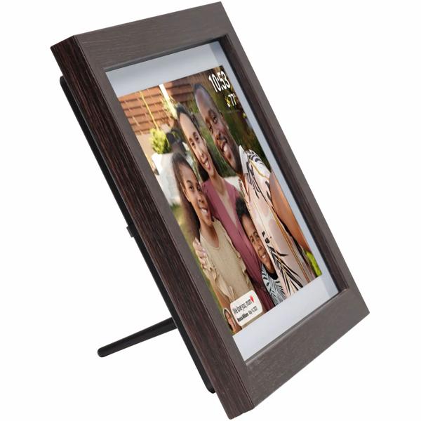 10.1“ Wi‑Fi photo frame dark MDF wood: Brilliant IPS touch display, Frameo app, 16 GB memory – share photos with family & friends