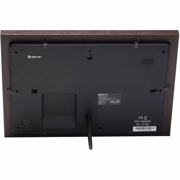 10.1“ Wi‑Fi photo frame dark MDF wood: Brilliant IPS touch display, Frameo app, 16 GB memory – share photos with family & friends