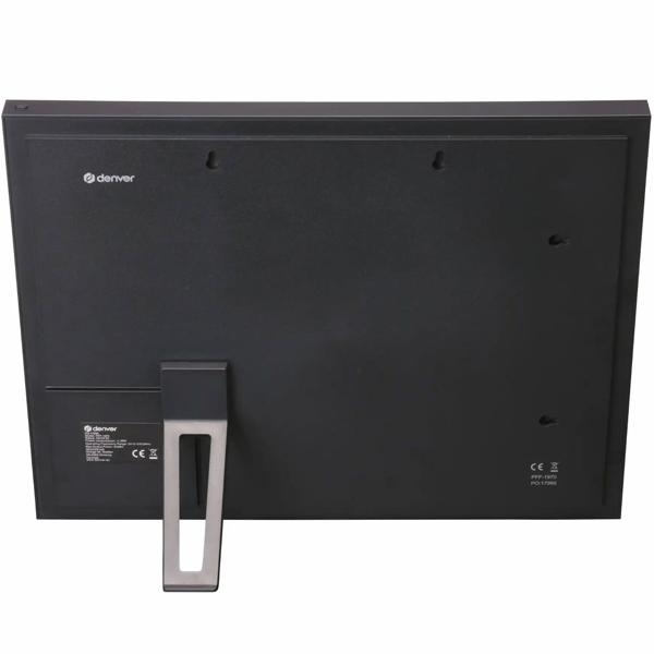 Cornice fotografica digitale 19“ HD IPS touchscreen: cornice Wi-Fi 32GB, app Frameo, funzione video - Idea regalo smart per foto, nera e moderna