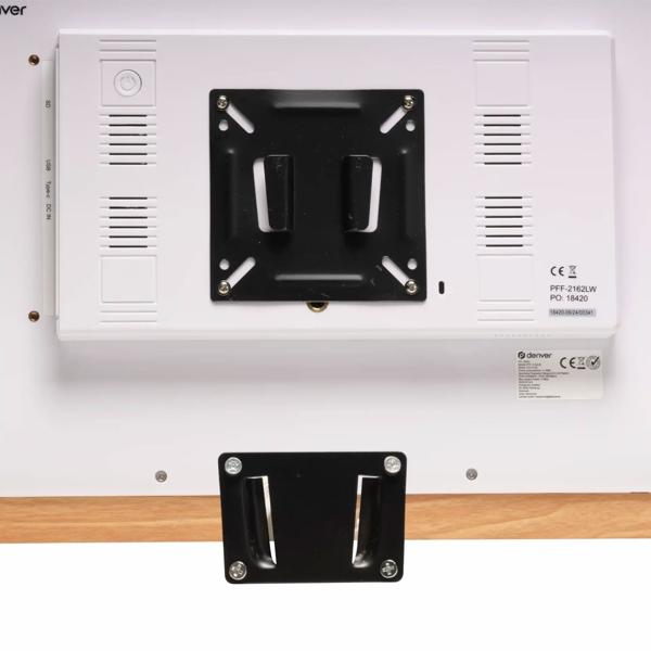 Élégant cadre photo numérique 21,5“ avec Wi‑Fi, écran tactile IPS Full HD, app Frameo, mémoire 32 Go et cadre en bois MDF, compatible VESA