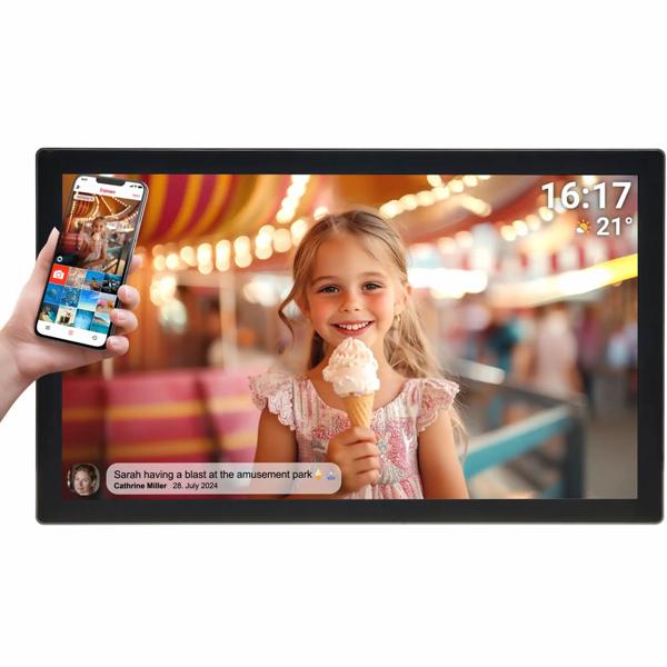 Elegant 31.5-inch photo frame with Full HD touchscreen, 32GB memory and Frameo app for easy sharing of your photos & videos