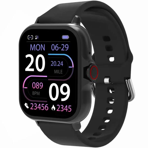 Smartwatch Bluetooth 1,44“ : fitness tracker avec mesure de la fréquence cardiaque, fonction téléphone et écran full touch, montre de fitness noire
