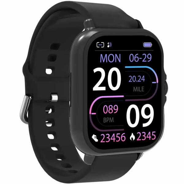 Smartwatch Bluetooth 1,44“ : fitness tracker avec mesure de la fréquence cardiaque, fonction téléphone et écran full touch, montre de fitness noire