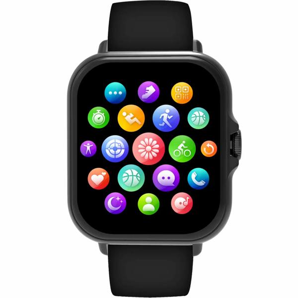 Smartwatch Bluetooth 1,44“ : fitness tracker avec mesure de la fréquence cardiaque, fonction téléphone et écran full touch, montre de fitness noire