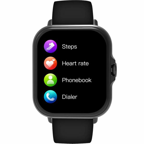 Smartwatch Bluetooth 1,44“ : fitness tracker avec mesure de la fréquence cardiaque, fonction téléphone et écran full touch, montre de fitness noire