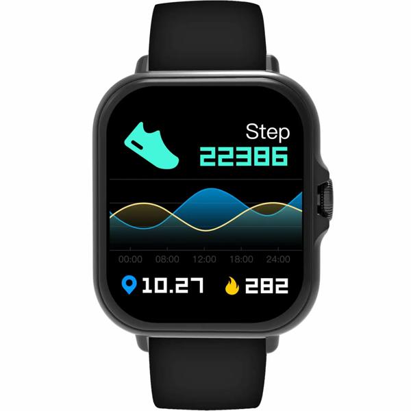 Smartwatch Bluetooth 1,44“ : fitness tracker avec mesure de la fréquence cardiaque, fonction téléphone et écran full touch, montre de fitness noire
