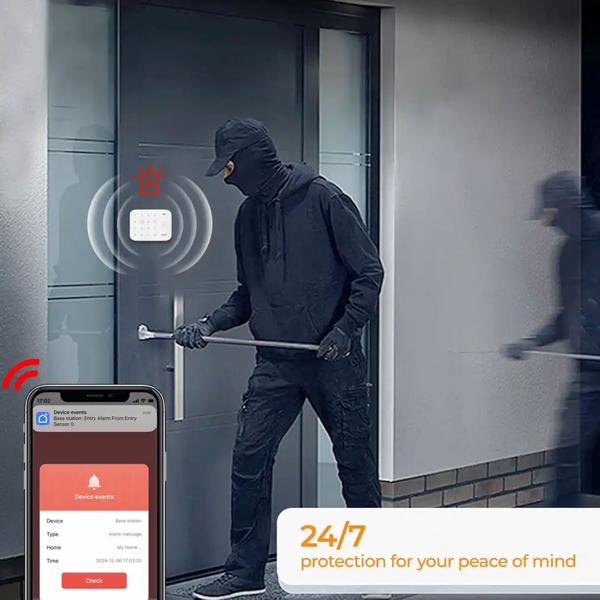 Smart Home 4G Alarmanlage: WLAN Funk Alarmsystem mit App, Alexa & Google Assistant kompatibel, inkl. Bewegungsmelder & Türsensor