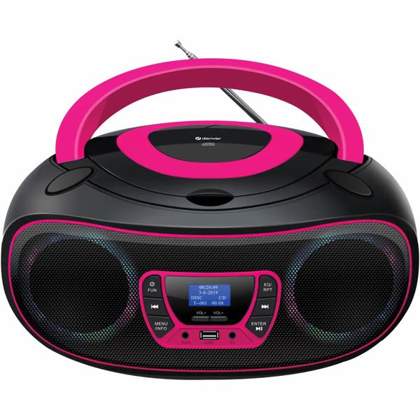 Boombox avec radio DAB+/FM, fonction Bluetooth, USB, lecteur CD et entrée AUX, rose – votre compagnon idéal pour profiter de votre musique