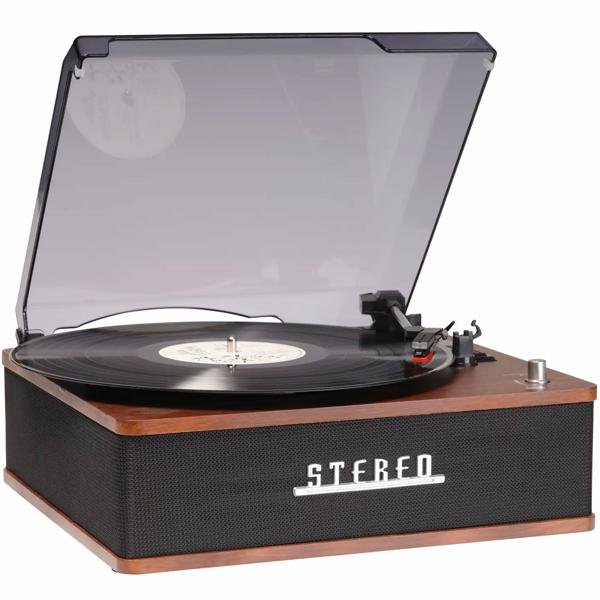 Retro record player with Bluetooth & integrated speakers – Elegant vinyl design, 3 speeds, line‑out – Vintage music system