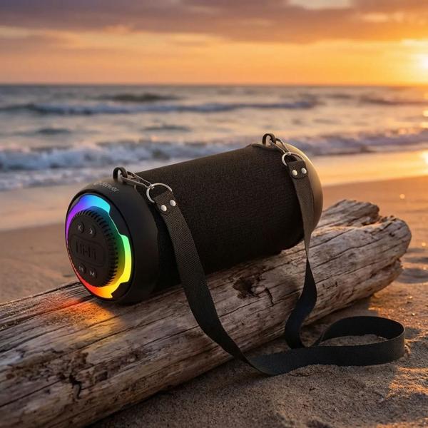 Bluetooth speaker 100W with RGB LED colour change, TWS function, modern BT 5.4, USB, SD & AUX input, mobile party speaker, 4h battery, black