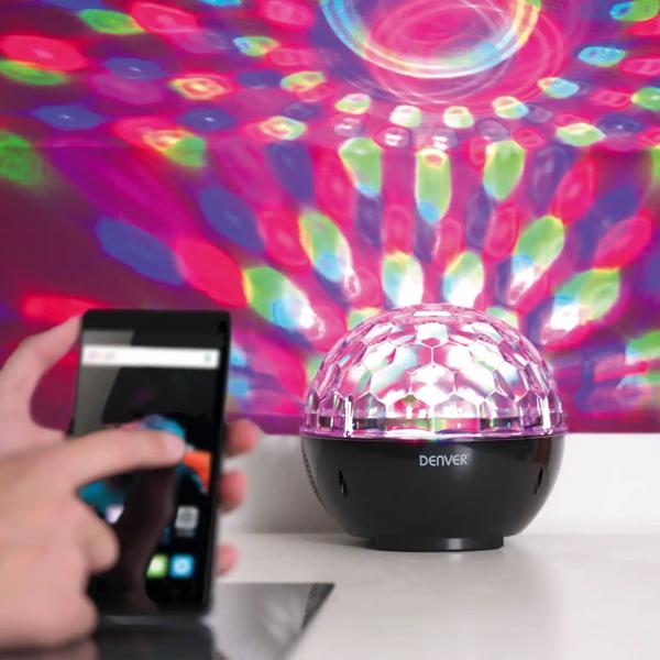Lumière de disco avec haut-parleur Bluetooth, son stéréo 2x3W, 3 modes lumineux, fonction son‑et‑lumière, lumière de fête avec entrée AUX