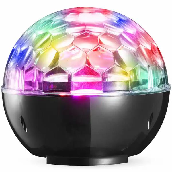 Lumière de disco avec haut-parleur Bluetooth, son stéréo 2x3W, 3 modes lumineux, fonction son‑et‑lumière, lumière de fête avec entrée AUX