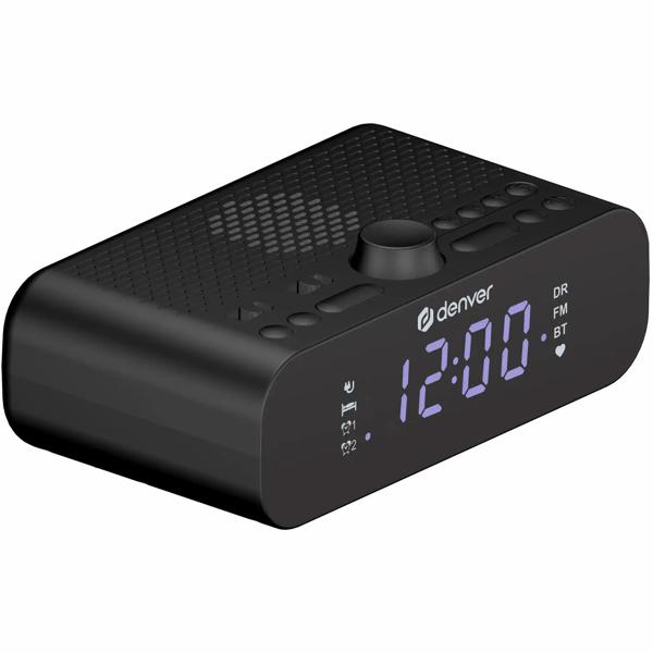 DAB+ clock radio with Bluetooth 5.0, FM tuner, 3.5-inch LED display, USB-C charging port, 2 alarm times, snooze & sleep timer, digital radio, black
