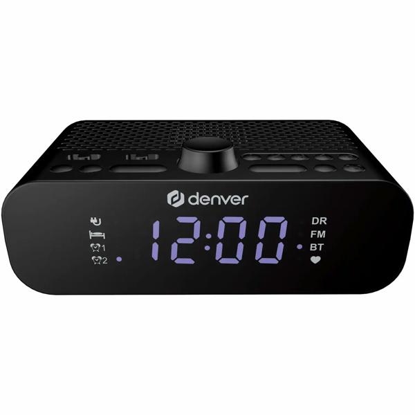 DAB+ clock radio with Bluetooth 5.0, FM tuner, 3.5-inch LED display, USB-C charging port, 2 alarm times, snooze & sleep timer, digital radio, black