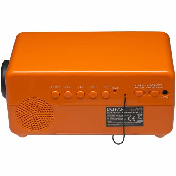 Retro clock radio with flip display, PLL FM radio, vintage design alarm clock, snooze function, alarm via radio or buzzer, black