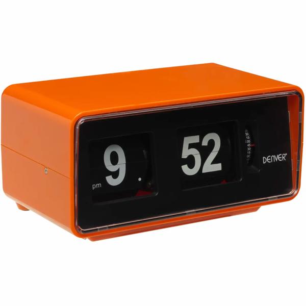 Retro clock radio with flip display, PLL FM radio, vintage design alarm clock, snooze function, alarm via radio or buzzer, black