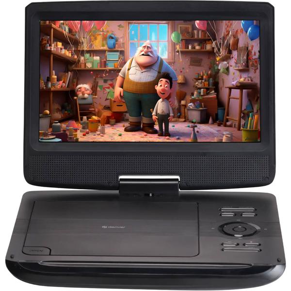 Tragbarer 10 Zoll DVD Player mit Akku, SD & USB Slot, inklusive Kfz-Halterung, Autoadapter und Kopfhöreranschluss, Reise DVD Player