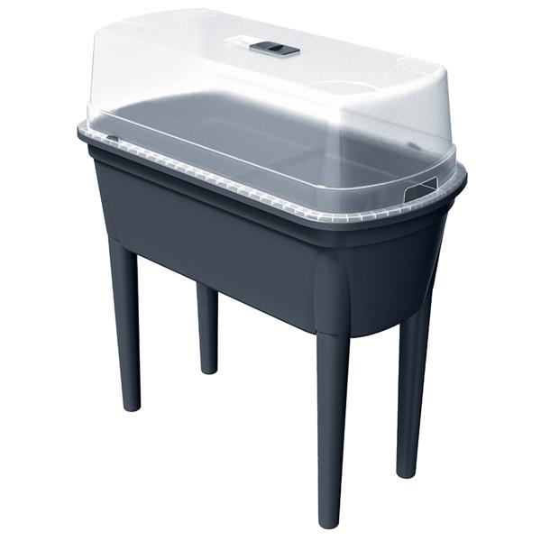 Serra compatta antracite 47 l, stazione di semina con coperchio e gambe: box per semina, robusta e portatile per piante