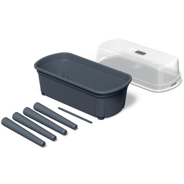 Serra compatta antracite 47 l, stazione di semina con coperchio e gambe: box per semina, robusta e portatile per piante