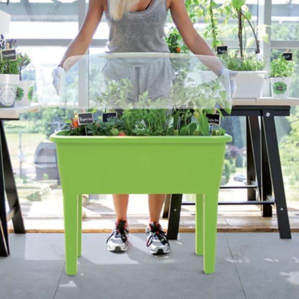 Praktisches Gewächshaus Anthrazit 52 Liter: Hochbeet mit Deckel und Belüftung, Anzuchtkasten für Outdoor - Stabil, Wetterfest & Rückenschonend