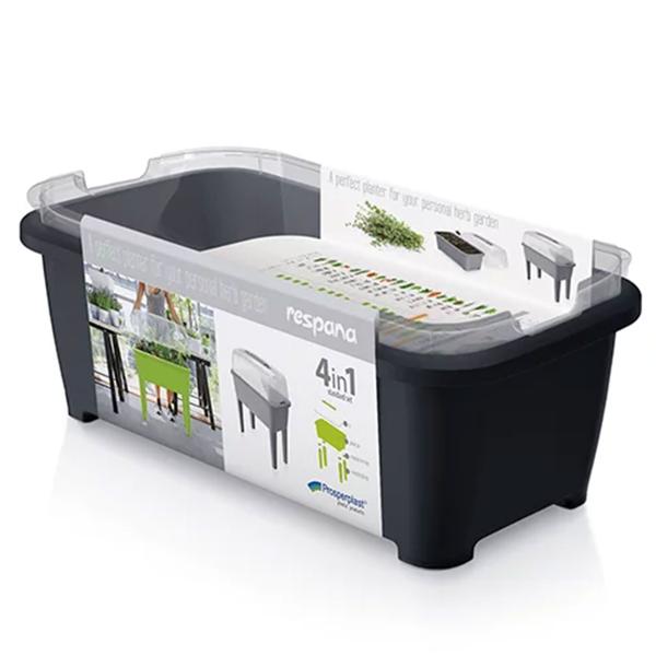 Praktisches Gewächshaus Anthrazit 52 Liter: Hochbeet mit Deckel und Belüftung, Anzuchtkasten für Outdoor - Stabil, Wetterfest & Rückenschonend