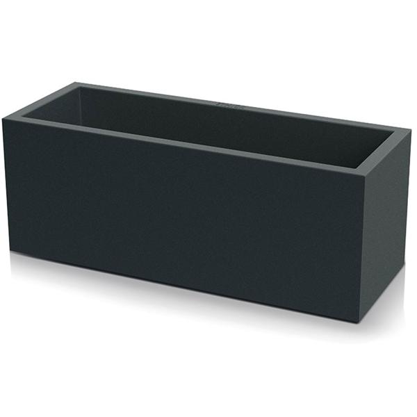 Pot de fleur rectangulaire 58 cm anthracite, jardinière 35L en plastique pour intérieur & extérieur, résistante au gel & aux UV, légère