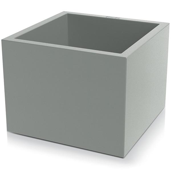 Square flower pot 58 cm in concrete grey, 91L plastic planter box for indoor & outdoor, frost-proof & UV-resistant, lightweight