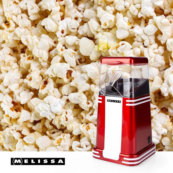 Vintage Popcorn Maker, red-white, hot air – retro design for quick, low-fat popcorn at home