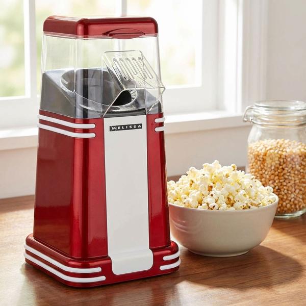 Vintage Popcorn Maker, red-white, hot air – retro design for quick, low-fat popcorn at home