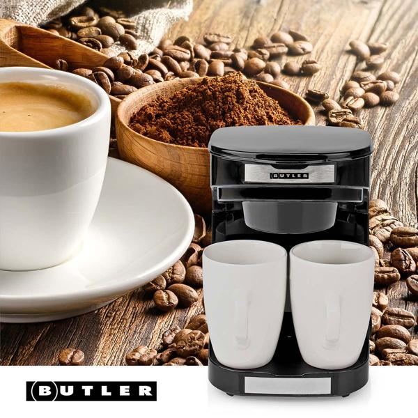 Compact filter coffee machine with auto shut‑off, incl. 2 cups – ideal for home & office, aromatic coffee enjoyment, 450 W, space‑saving