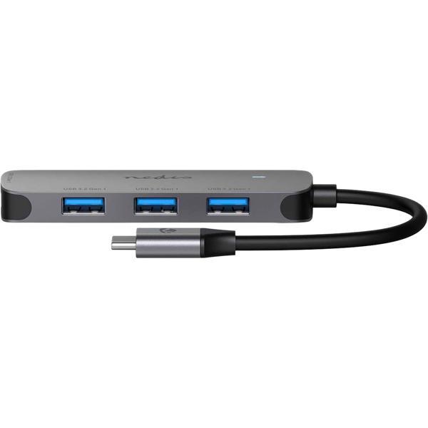 Premium USB-C Hub auf 4x USB-A 3.2 Gen 1 Adapter, schnelle 5 Gbit/s Superspeed Datenübertragung, graues & kompaktes Aluminiumgehäuse