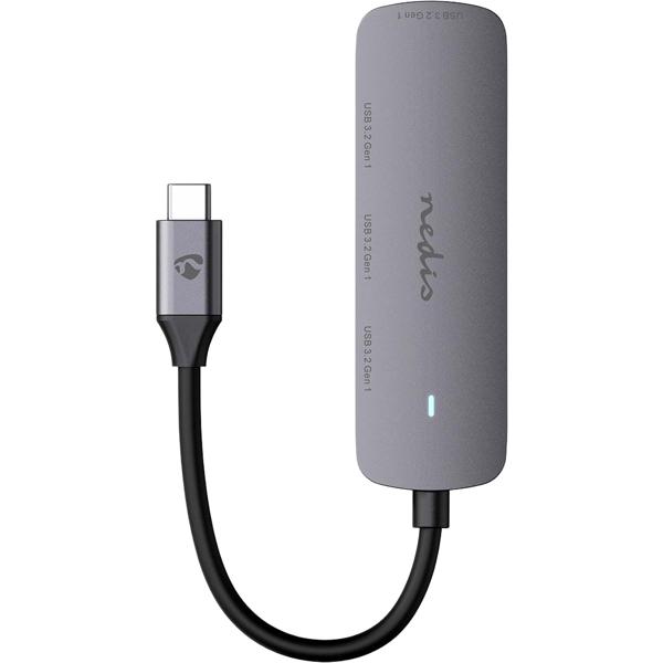 Premium USB-C Hub auf 4x USB-A 3.2 Gen 1 Adapter, schnelle 5 Gbit/s Superspeed Datenübertragung, graues & kompaktes Aluminiumgehäuse