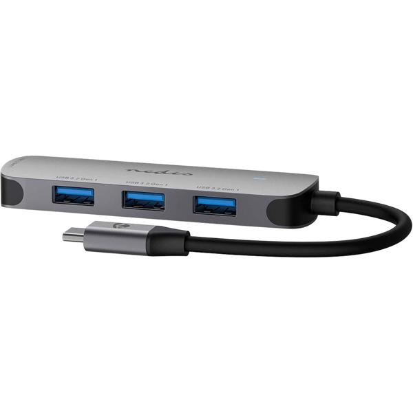 Premium USB-C Hub auf 4x USB-A 3.2 Gen 1 Adapter, schnelle 5 Gbit/s Superspeed Datenübertragung, graues & kompaktes Aluminiumgehäuse