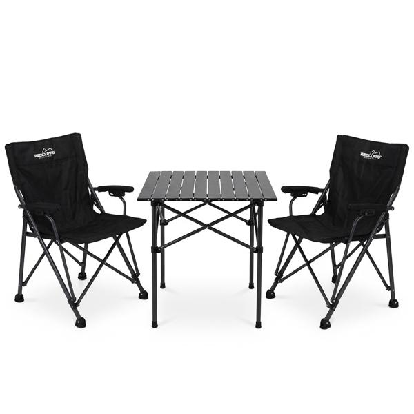 Campinggarnitur 3-teilig Set mit quadratischem Campingtisch und 2 Klappstühlen, Leicht & Faltbar für Outdoor Garten Picknick Terrasse Balkon