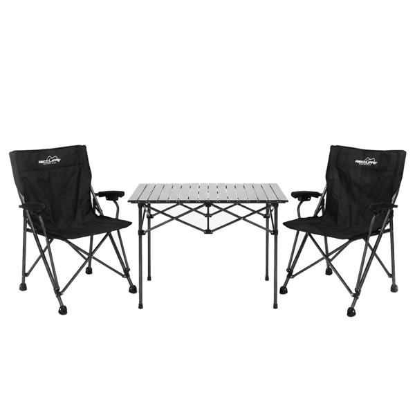 Campinggarnitur 3-teilig Set mit rechteckigem Campingtisch und 2 Klappstühlen, Leicht & Faltbar für Outdoor Garten Picknick Terrasse Balkon