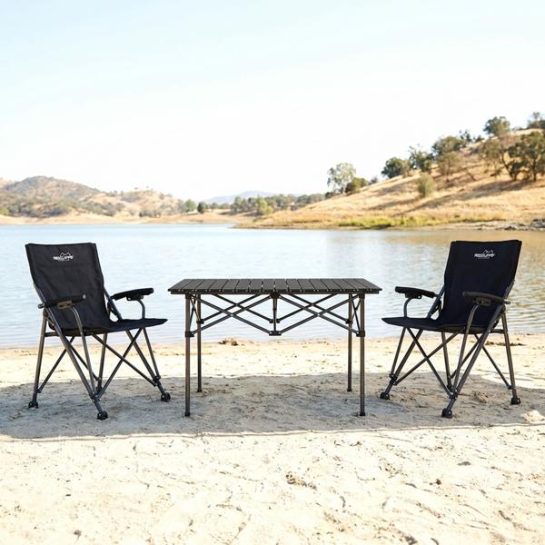 Campinggarnitur 3-teilig Set mit rechteckigem Campingtisch und 2 Klappstühlen, Leicht & Faltbar für Outdoor Garten Picknick Terrasse Balkon