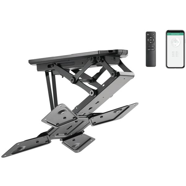 Support TV plafond motorisé pour écrans plats de 23 à 55 pouces jusqu’à 30 kg, inclinaison électrique 75 degrés, app & télécommande, jusqu’à VESA 400x400