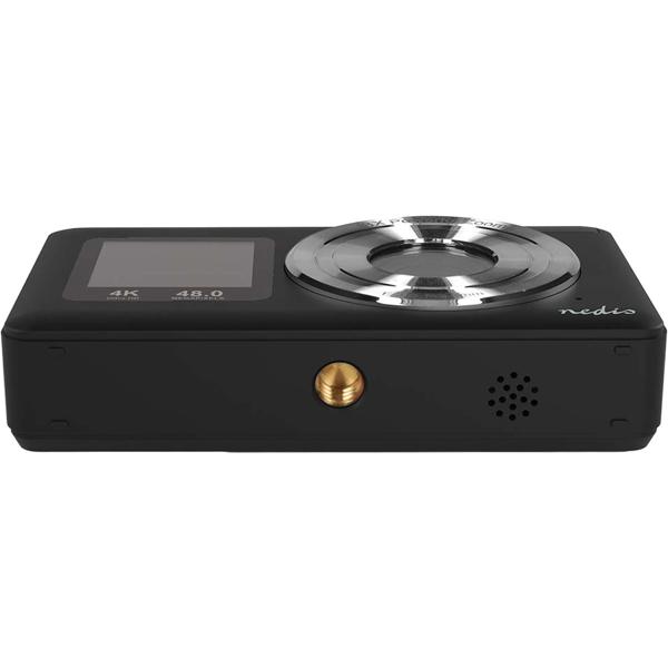 Digitale 4K Fotokamera 48MP mit Autofokus, Dual-Display für Selfies & Vlogs, 18x Digitalzoom, 5MP CMOS, Webcam-Funktion, LED-Blitz, Schwarz, 1/4 Zoll