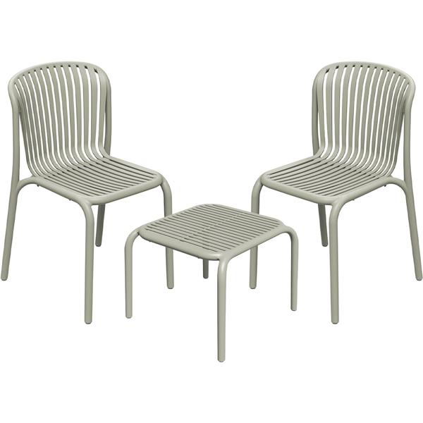 Ergonomisches Balkonset: 2 Gartenstühle stapelbar & ein moderner Beistelltisch, Beige – aus robustem Kunststoff, wetterfest, stilvoll & stabil 