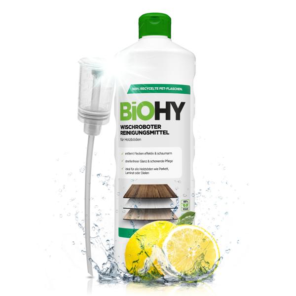 Concentré nettoyant pour sols en bois pour robots laveurs, parfum citron, végan, 1 L, biodégradable, à séchage rapide