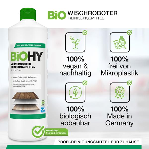 2er-Set Holz-Bodenreiniger-Konzentrat für Wischroboter, Zitronenduft, vegan, 1 L, biologisch abbaubar, schnell trocknend