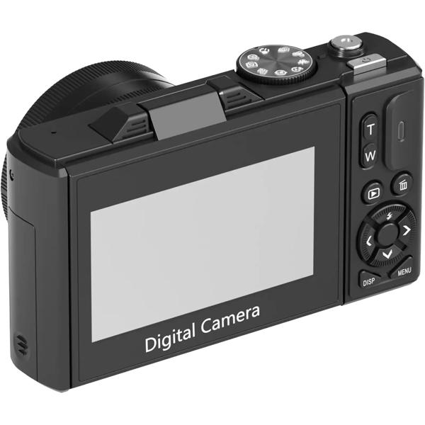 Compact 5K WiFi digital camera with 18x zoom, 75 MP photo resolution & 180° flip screen – ideal vlogging camera for YouTube & live streams