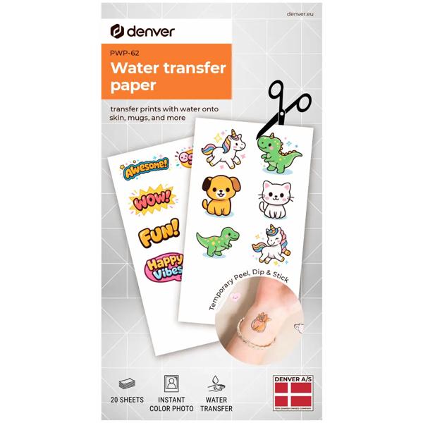 Papier de transfert par eau pour imprimante couleur mobile CH12512 : film de transfert pour tatouage, décalcomanies imprimables – film pour tatouage DIY